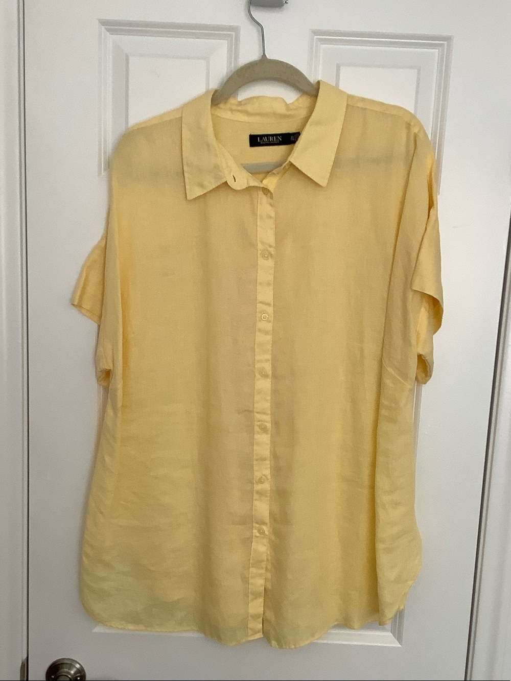 Lauren Ralph Lauren Pale Yellow Short-Sleeve Button-Down Shirt